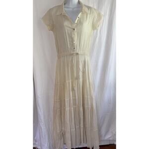 Carolina K Tuckernuck Maxi Dress Ivory Cotton Gauze Sz S Cottagecore Prairie